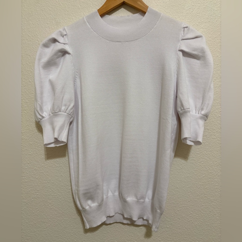White Puff Sleeve Sweater